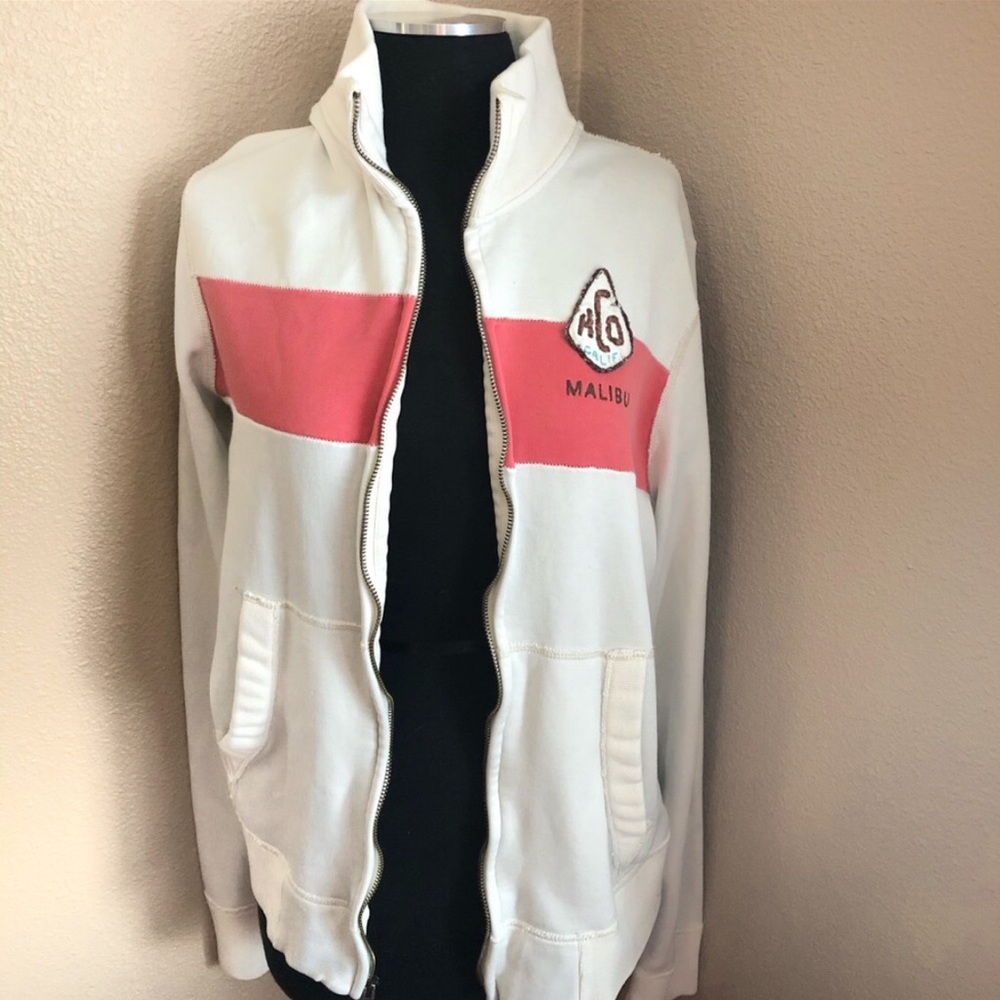Hollister Distressed Full Zip Varsity Jacket